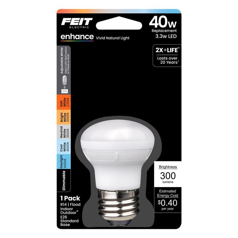 Feit Electric BPR14DM/6WYCA Feit R14 E26 (Medium) LED Bulb Adjustable White 40 Watt Equivalence 1 pk