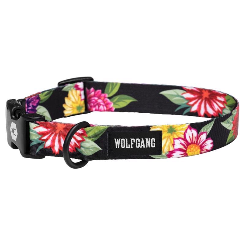 Wolfgang WC-002-00 Multicolored DarkFloral Polyester Dog Adjustable Collar Medium