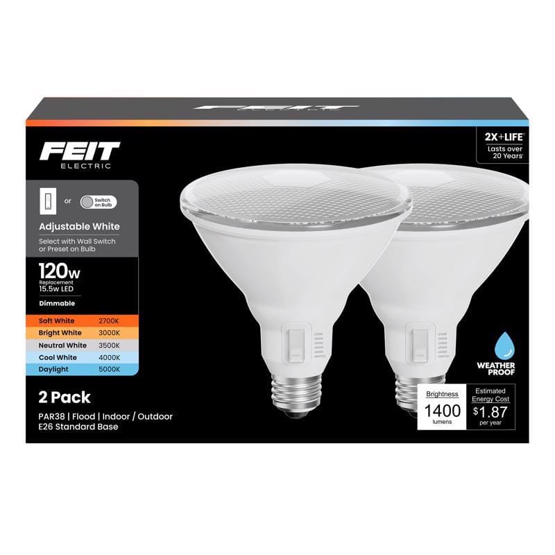 Feit Electric PAR38120DM/6WY2 Feit PAR38 E26 (Medium) LED Bulb Adjustable White 120 Watt Equivalence 2 pk