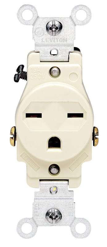 Leviton 05029-0IS 15 amps 250 V Single Ivory Outlet 6-15R 1 pk