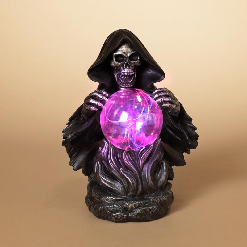 Gerson 2598570 10.75 in. Grim Reaper With Magic Ball Halloween Decor