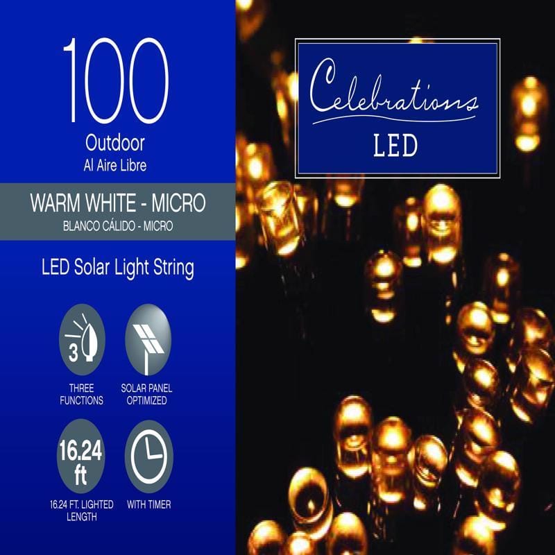 Celebrations X170331-88-W LED Micro/5mm Warm White 100 ct String Christmas Lights 16.24 ft.