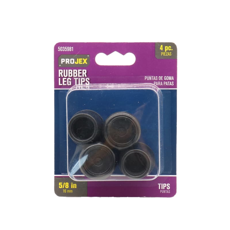 Projex P0046 Rubber Leg Tip Black Round 5/8 in. W 4 pk