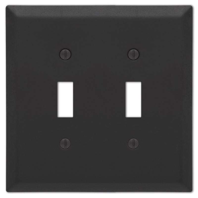 Amerelle 163TTMB Century Matte Black 2 gang Stamped Steel Toggle Wall Plate 1 pk