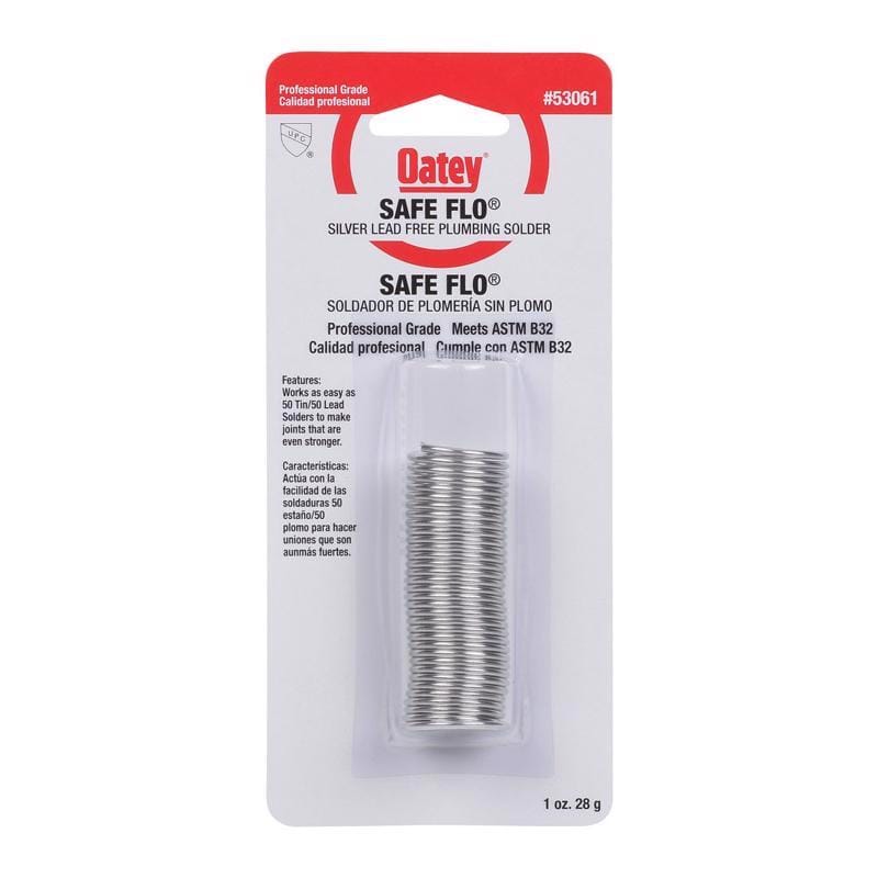 Oatey 53061 Safe-Flo 1 oz Lead-Free Plumbing Wire Solder Silver Bearing 50/50 1 pc