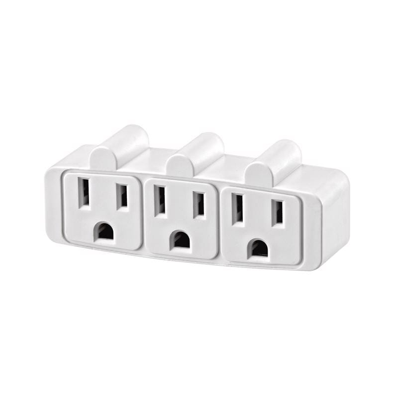 Leviton C28-00697-01W Grounded 3 outlets Outlet Adapter 1 pk