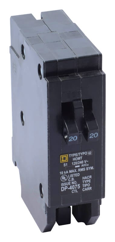 Square D HOMT2020CP HomeLine 20/20 amps Tandem Single Pole Circuit Breaker