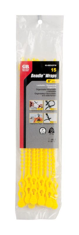 Gardner Bender 45-12BEADYW 12 in. L Yellow Beaded Cable Tie 15 pk