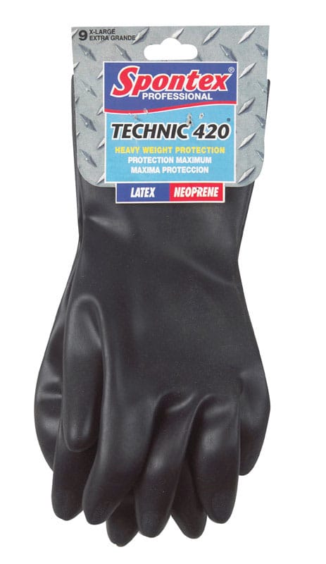 Spontex 33547 Technic 420 Latex/Neoprene Cleaning Gloves XL Black 1 pk