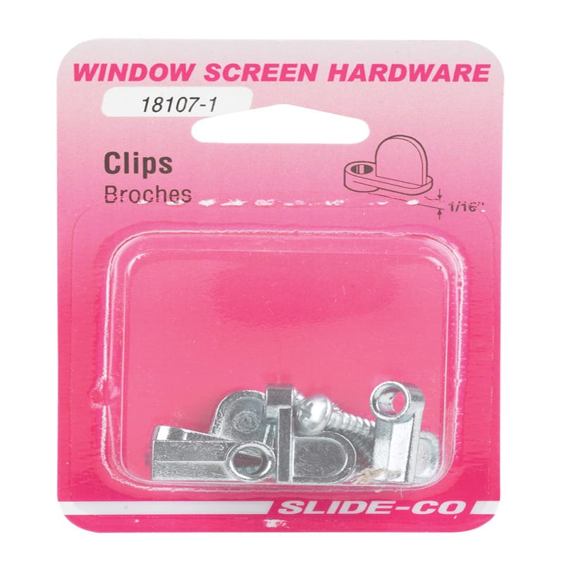 Prime-Line L 5762 Mill Steel Screen Clip For 1/16 inch 8 pk