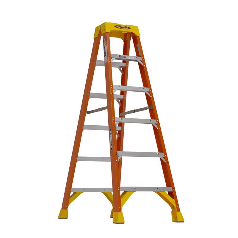 Werner T6206 6 ft. H Fiberglass Step Ladder Type IA 300 lb. cap.