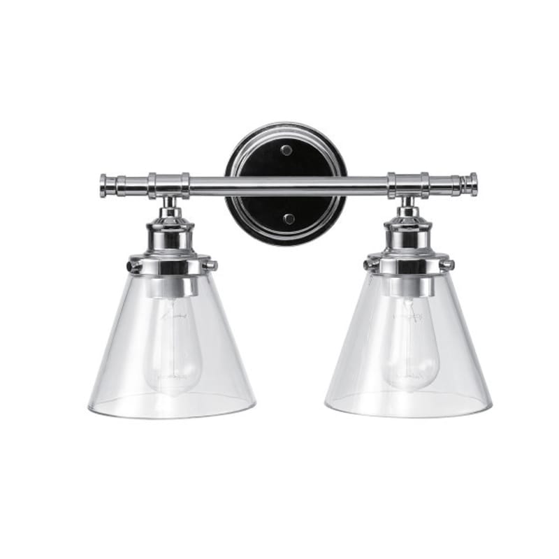 Globe Electric 51412 Parker Chrome 2 lights Incandescent Vanity Light Wall Mount