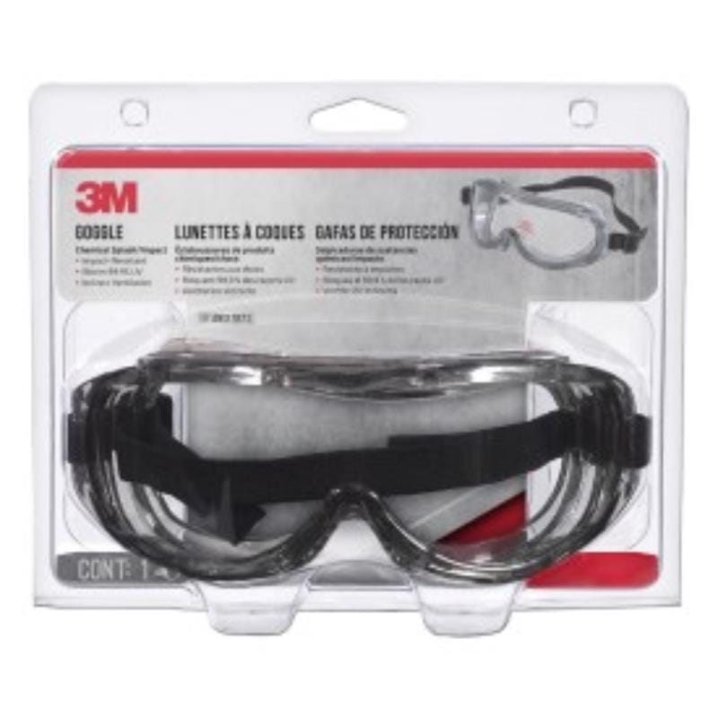 3M 91264-80025T Chemical Splash Goggles Clear Lens Bl