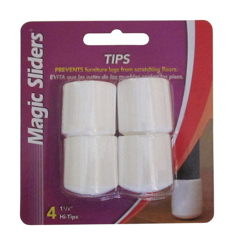 Magic Sliders 94500 Rubber Leg Tip White Round 1-1/8 in. W 4 pk