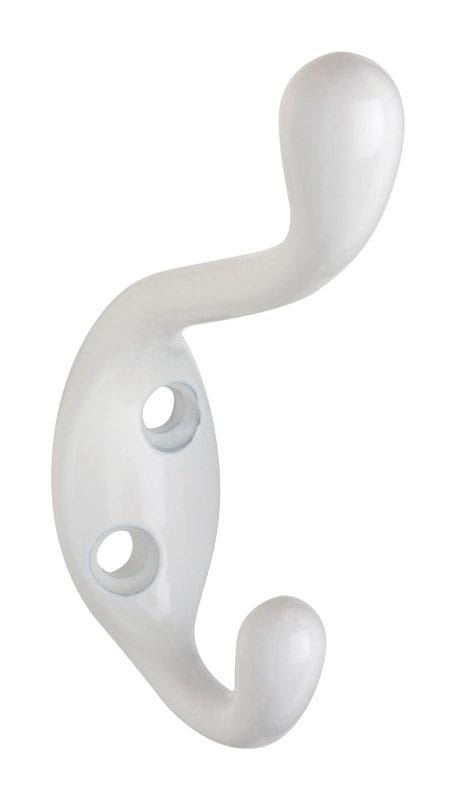 National Hardware N266-049 2.35 in. L White Zinc Heavy Duty Coat/Hat Hook 75 lb. cap. 1 pk