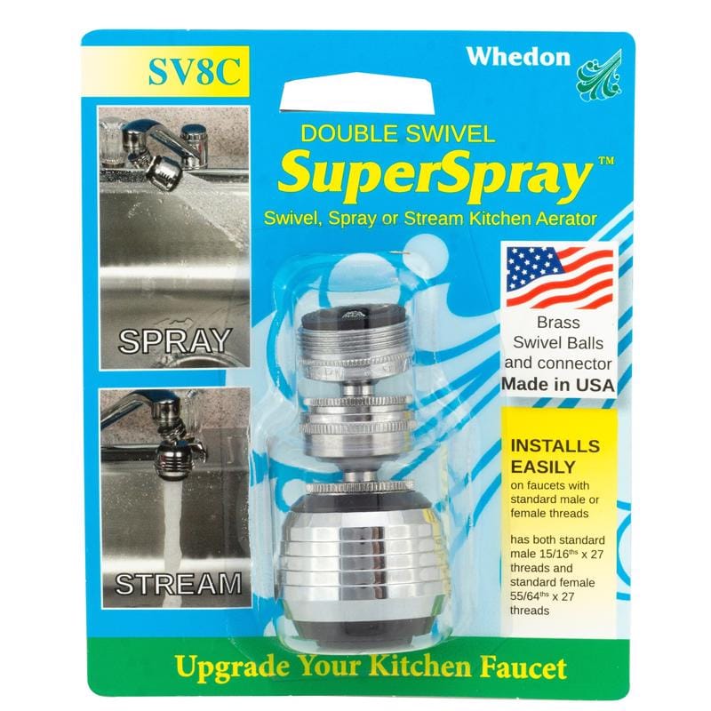 Whedon SV8C SuperSpray Dual Thread 15/16 in.- 27M x 55/64 in.-27F Chrome Plated Swivel Sprayrator