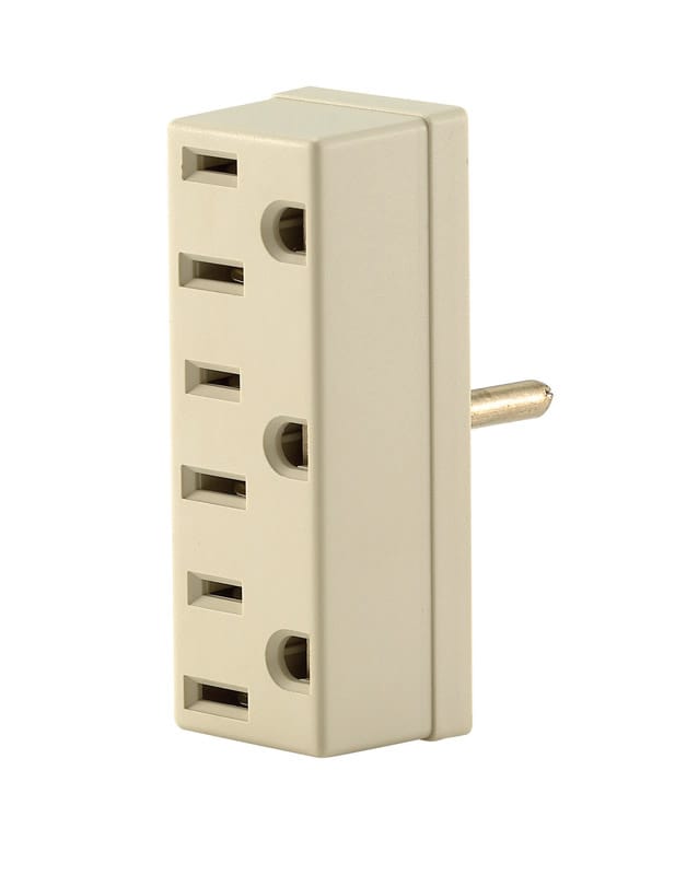 Leviton 00697-00I Grounded 3 outlets Outlet Adapter 1 pk