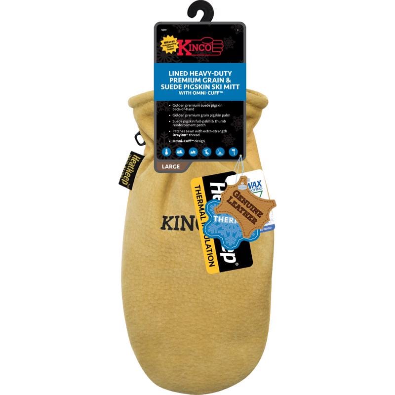 Kinco 901T-L L Pigskin Leather Cold Weather Black/Gold Mittens