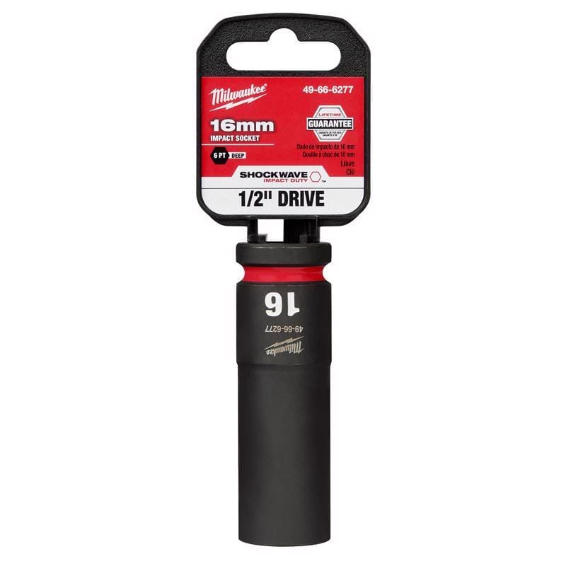 Milwaukee 49-66-6277 SHOCKWAVE 16 mm X 1/2 in. drive Metric 6 Point Deep Impact Socket 1 pc
