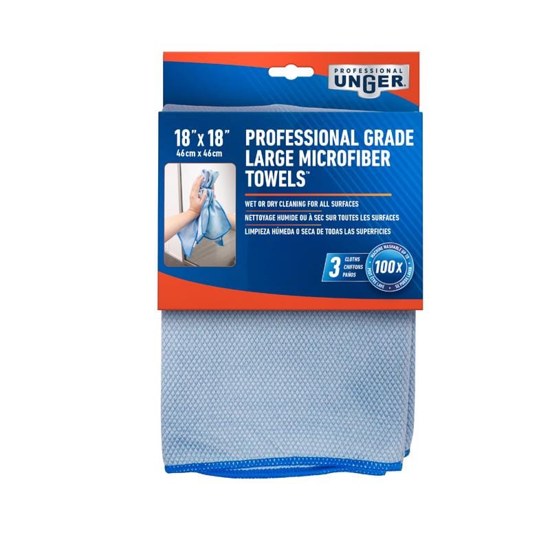 Unger 966900 Professional Grade Microfiber Cleaning Towel 18 in. W X 18 in. L 3 pk