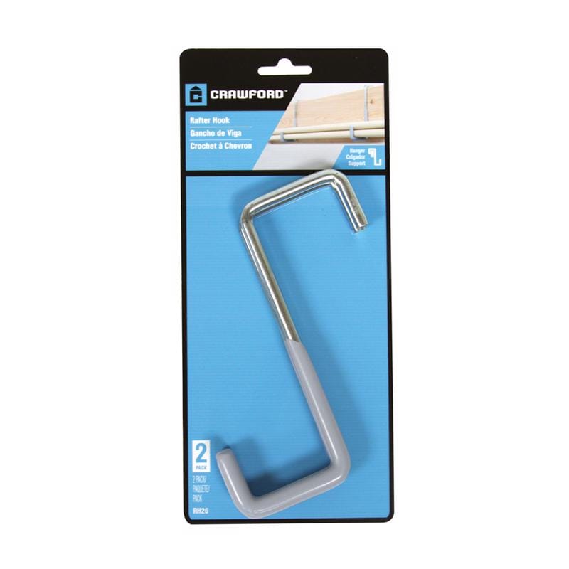 Crawford RH26 5.75 in. L Vinyl Coated Gray Steel Large Rafter Hook 20 lb. cap. 2 pk