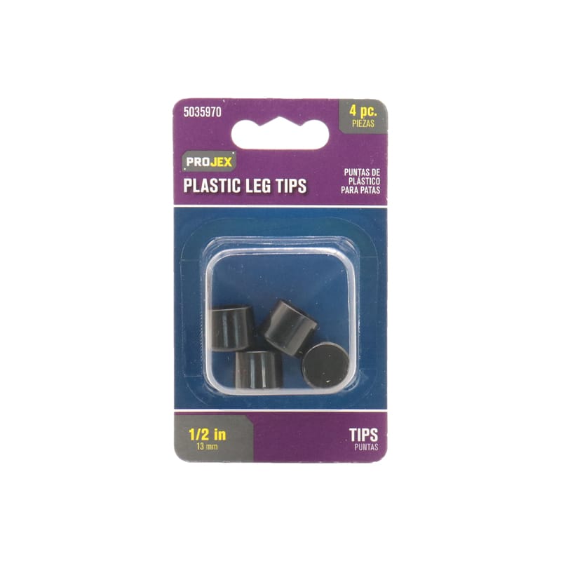 Projex P0045 Plastic Leg Tip Black Round 1/2 in. W 4 pk