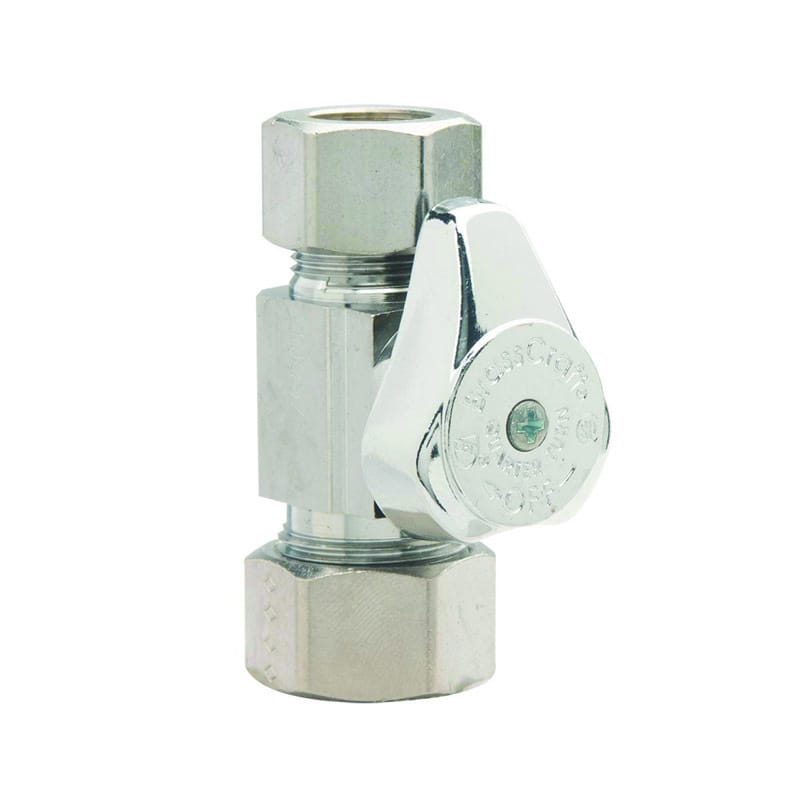 Brasscraft G2CR34X CD 1/4 in. Compression outlets X 1/2 in. Compression Brass Straight Stop Valve