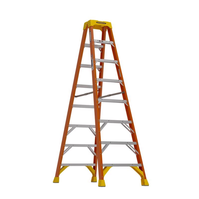 Werner T6208 8 ft. H Fiberglass Twin Step Ladder Type IA 300 lb. cap.