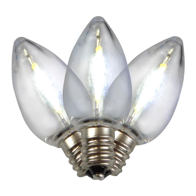 Holiday Bright Lights BU25FLDSC7-TPWA LED C7 Pure White 25 ct Replacement Christmas Light Bulbs