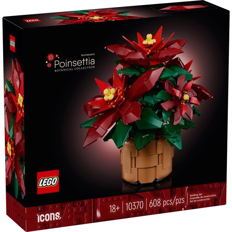 Lego 10370 Botanicals Poinsettia Plant Building Set Multicolored 608 pc