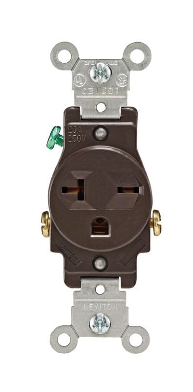 Leviton 05821-00S 20 amps 250 V Single Brown Outlet 6-20R 1 pk