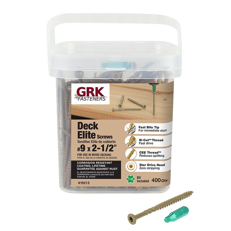 GRK Fasteners 19212 No. 9 in. X 2-1/2 in. L Tan Star Flat Head Deck Screws 400 pk