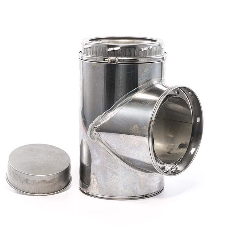 Selkirk 208100 Sure Temp 14.75 in. X 8 in. X 8 in. Stainless Steel Vent Tee with Cap