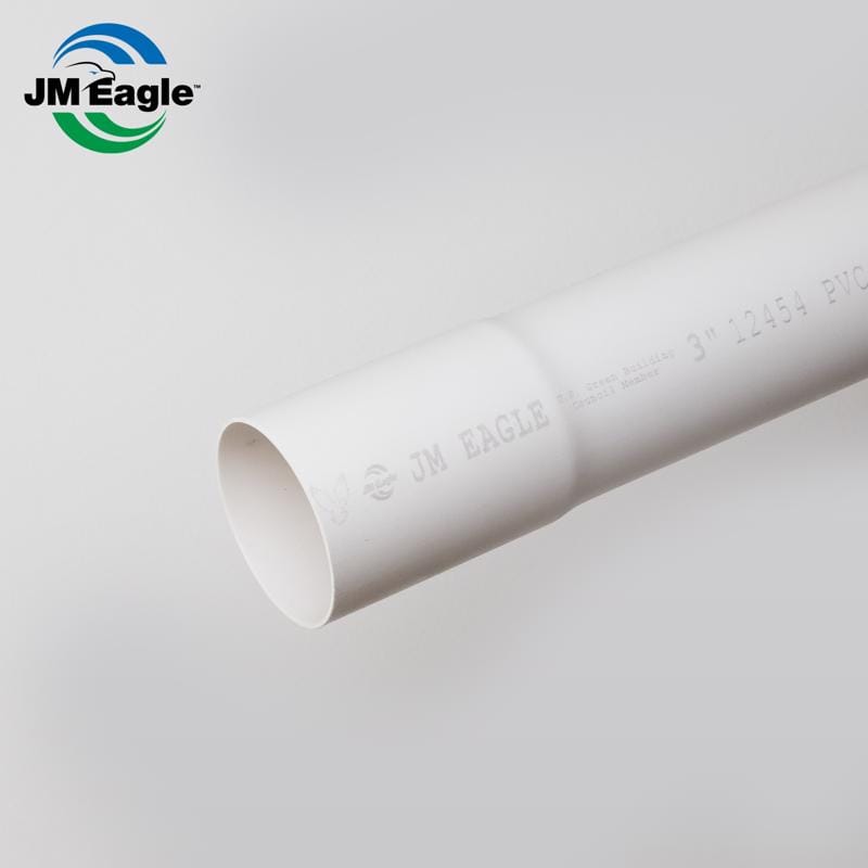 JM Eagle 2725 2729 PVC Sewer Pipe 3 in. D X 10 ft. L Bell 0 psi