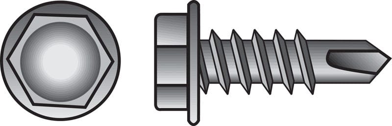 Hillman 560338 No. 10 Ga. X 2 in. L Hex Hex Washer Head Sheet Metal Screws 100 pk