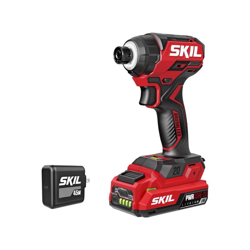 Skil ID6739B-10 20V PWR CORE 1/4 in. Cordless Brushed Compact Impact Driver Kit (Battery & Charger)