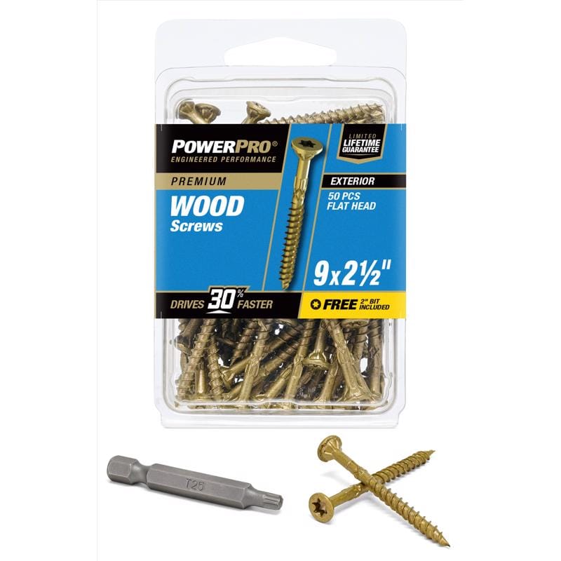 Hillman 42481V4 Power Pro No. 9 Ga. X 2-1/2 in. L Bronze Star Flat Head Exterior Deck Screws 50 pk