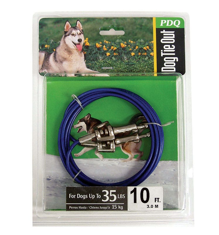 PDQ Q231000099 Blue / Silver Tie-Out Vinyl Coated Cable Dog Tie Out Medium