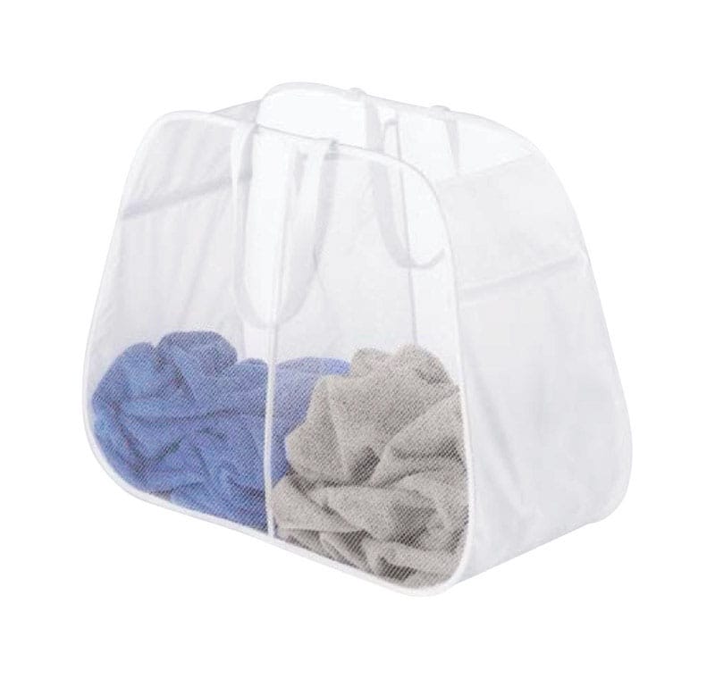 Whitmor 6233-4103-WHT Pop N' Fold White Duramesh Nylon Hamper