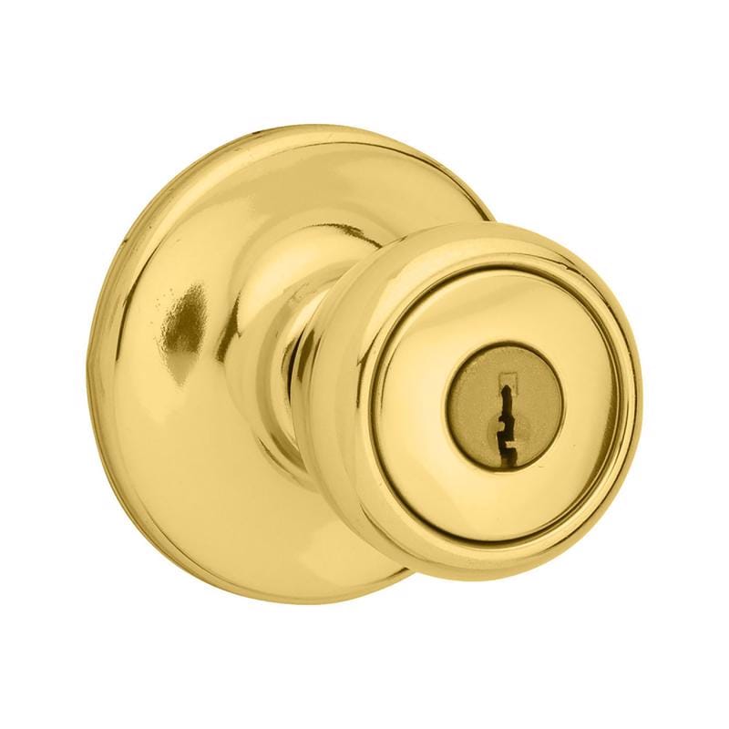 Kwikset 94002-825 Mobile Home Polished Brass Entry Door Knob 1-3/4 in.
