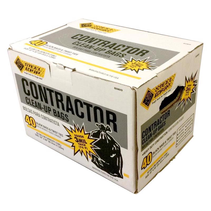 Steel Grip 3250A40SG 42 gal No Scent Contractor Bags Twist Tie 40 pk