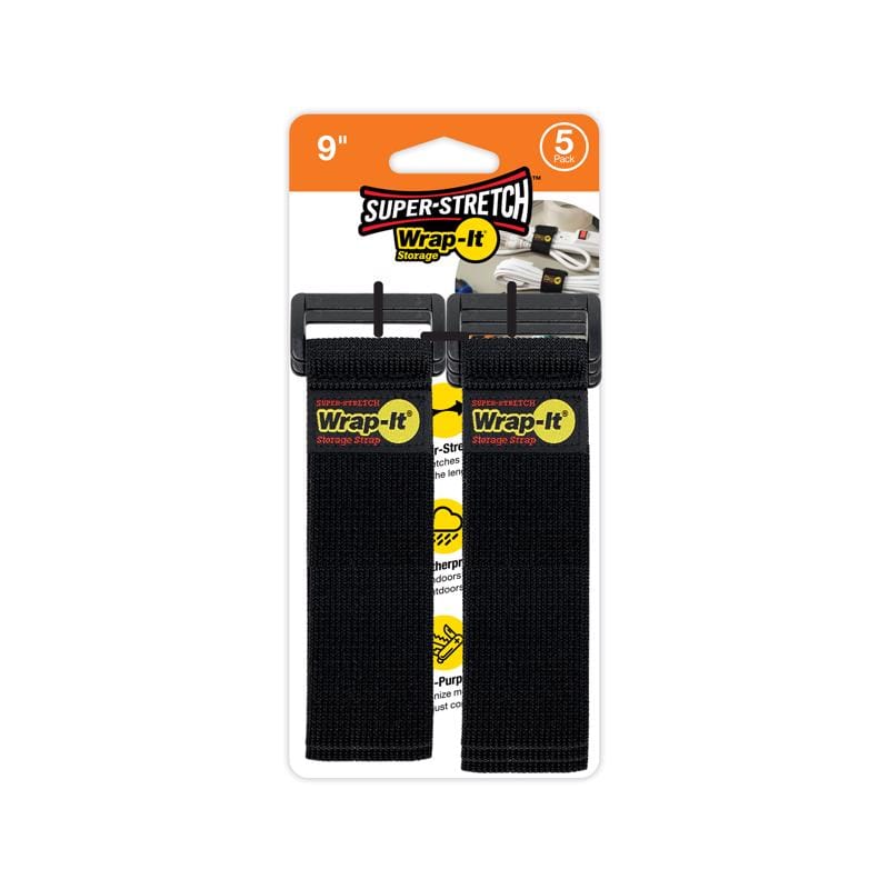 Wrap-It 705-09B Super-Stretch 1 in. W X 9 in. L Black Stretch Storage Straps 10 lb 5 pk