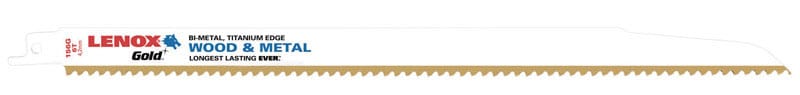 Lenox 21061156GR Gold 12 in. Bi-Metal Reciprocating Saw Blade 6 TPI 5 pk