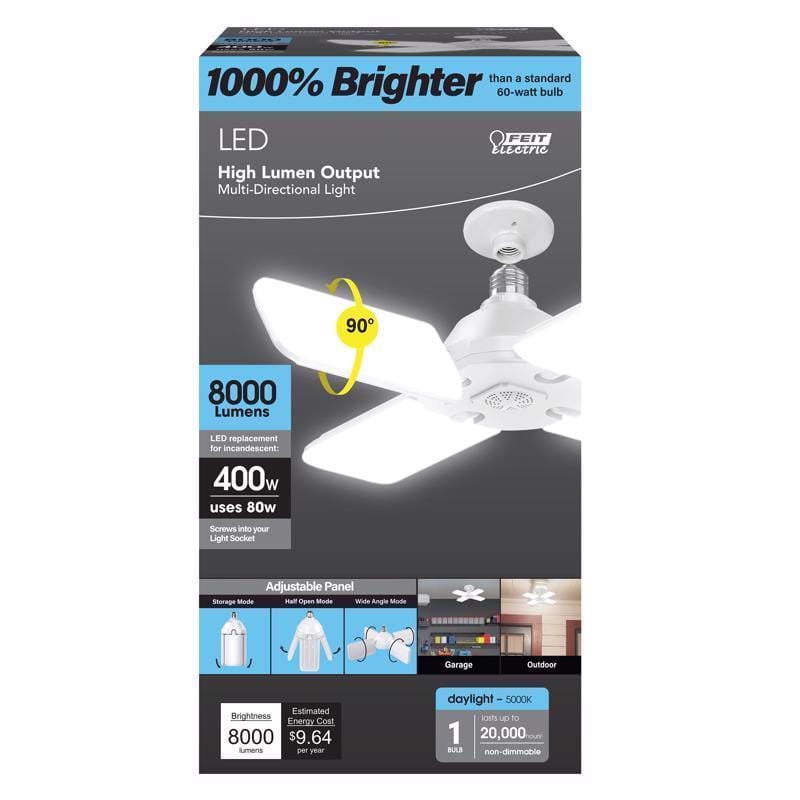 Feit ADJ8000/3CCTLED Folding Panel E26 (Medium) LED Garage Bulb Daylight 400 Watt Equivalence 1 pk