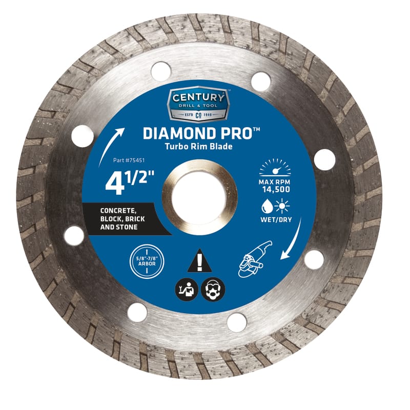 Century Drill & Tool 75451 4-1/2 in. D Diamond Turbo Diamond Saw Blade