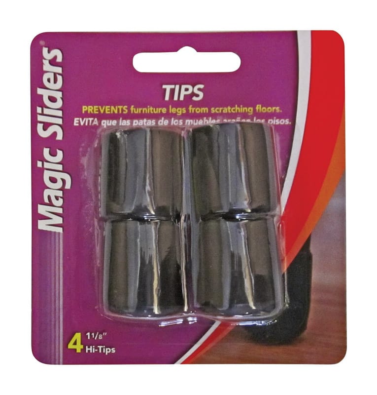 Magic Sliders 97599 Vinyl Leg Tip Black Round 1-1/8 in. W 4 pk