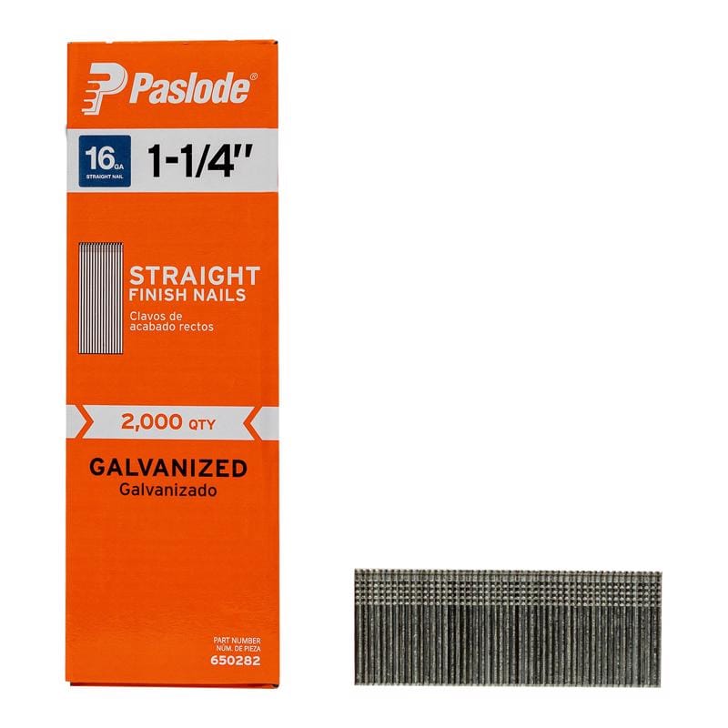 Paslode 650282 1-1/4 in. L X 16 Ga. Straight Strip Galvanized Finish Nails 2,000 pk