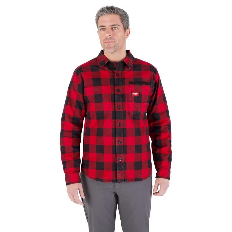 Milwaukee M551R-M Gridiron M Long Sleeve Men's Collared Red Flannel Shirt