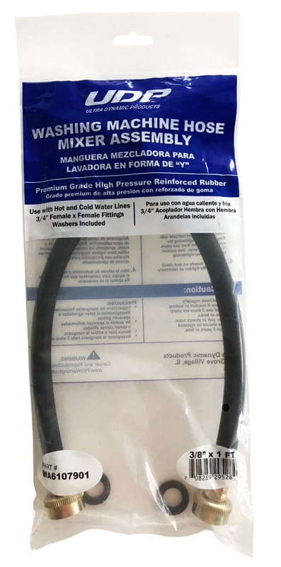 Ultra Dynamic Products WA6107901 3/8 in. Hose Thread X 3/4 in. D FHT 12 in. Rubber Washing Machine Hose