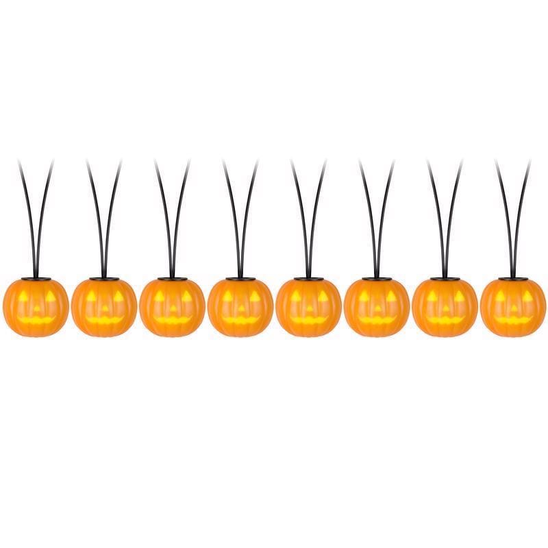 Gemmy 227768 Spooky Mood's White 8 ct LED Prelit Musical Jack-O-Lantern String Lights